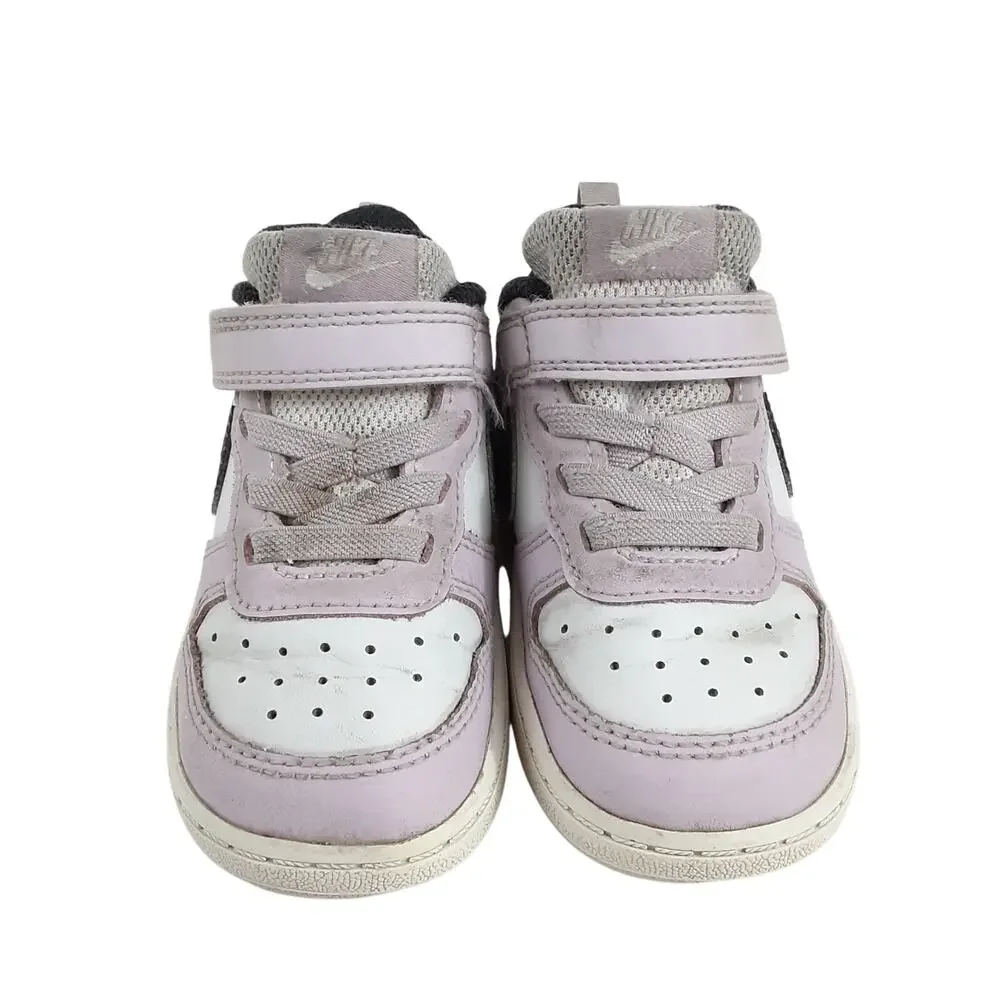 Nike Court Borough 2 Low Top Sneakers Purple Leather Basketball Shoe Girls 7C